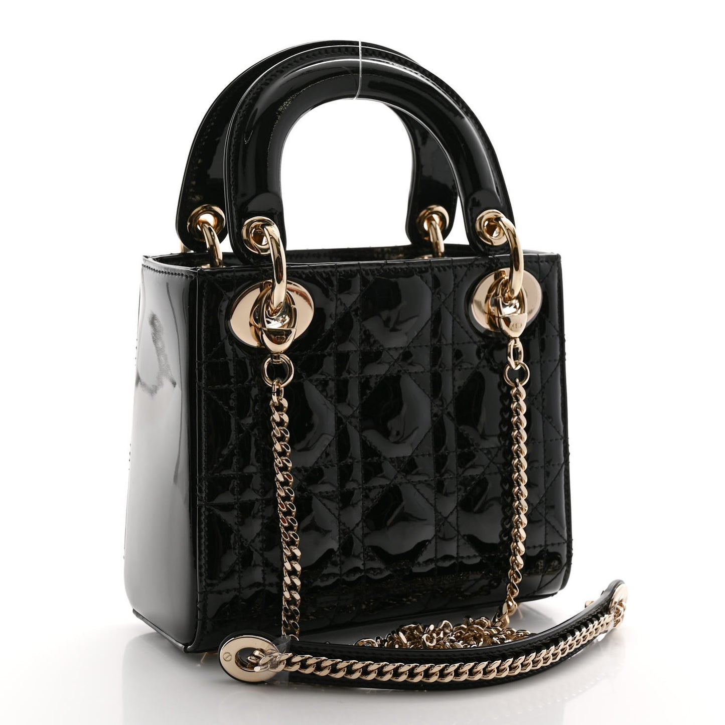 Patent Cannage Mini Lady Dior Black