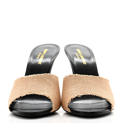 Saint Laurent Raffia Calfskin La 16 95 Mule Sandals 40 Cammello 2 of 11