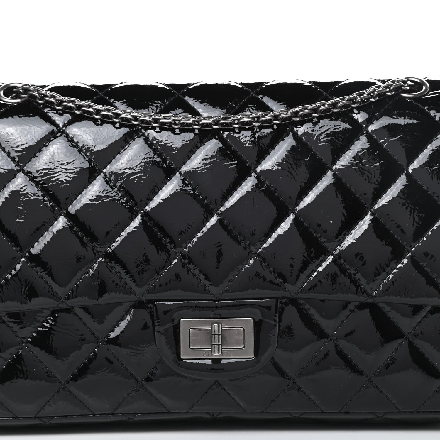 Chanel Distressed Patent Quilted 2.55 Reissue 227 Flap Black 8 of 18
