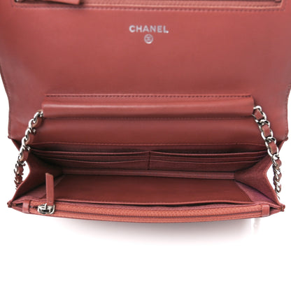 Chanel Metallic Striated Patent Quilted Wallet on Chain WOC Bronze 5 of 12