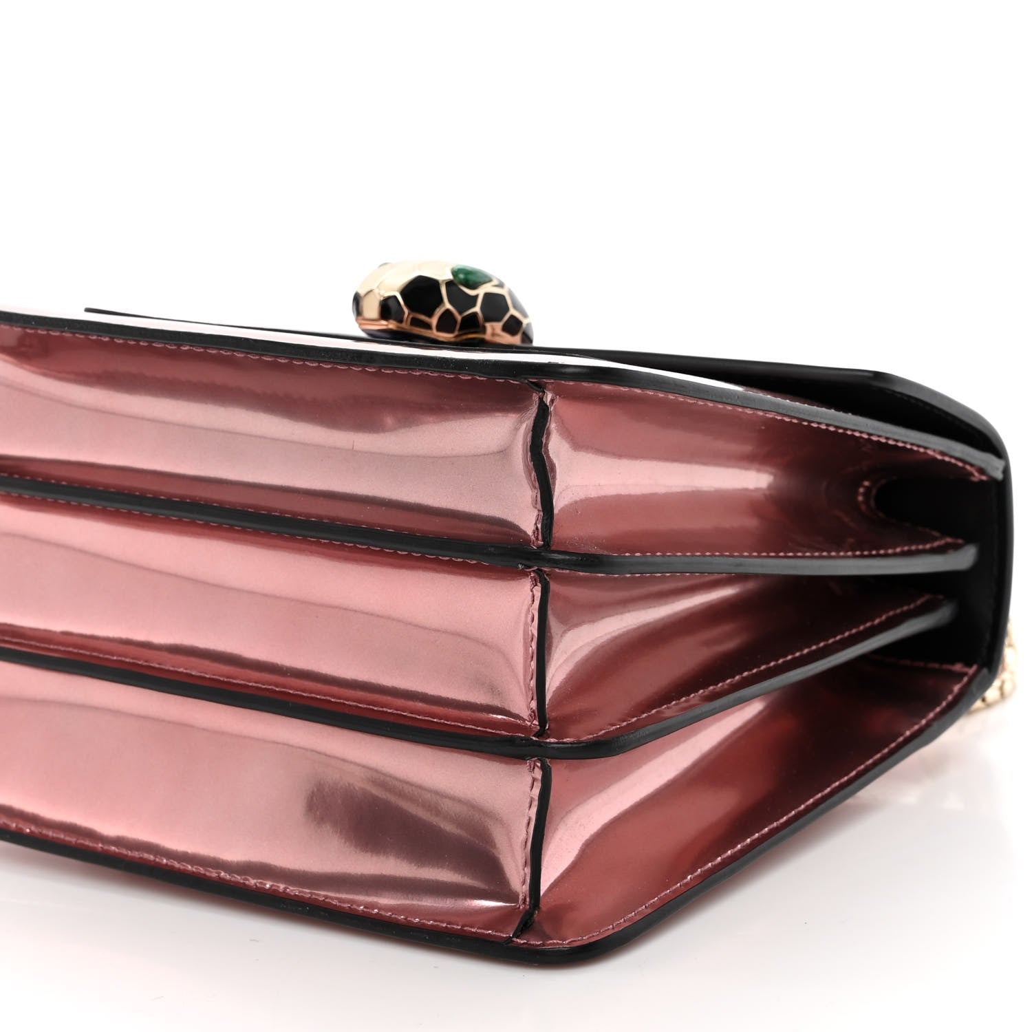 Bulgari Metallic Calfskin Serpenti Forever Top Handle Rose Quartz 10 of 11
