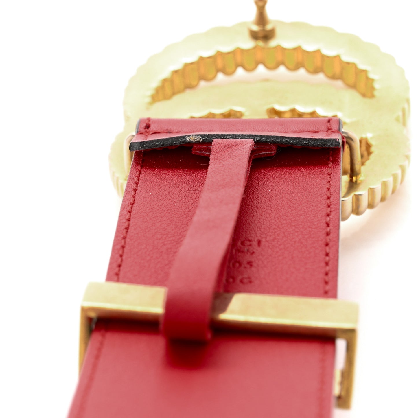 Moon Calfskin Torchon Double G 40mm Belt 80 32 Hibiscus Red