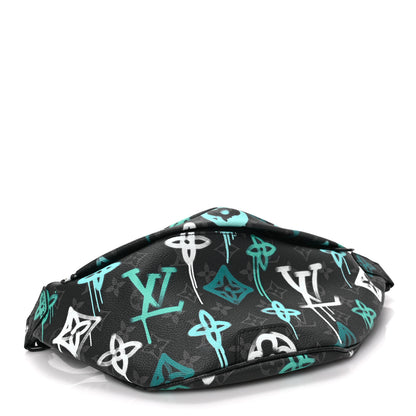 Louis Vuitton Monogram Eclipse LV Graffiti Discovery Bumbag Green Lights 4 of 7