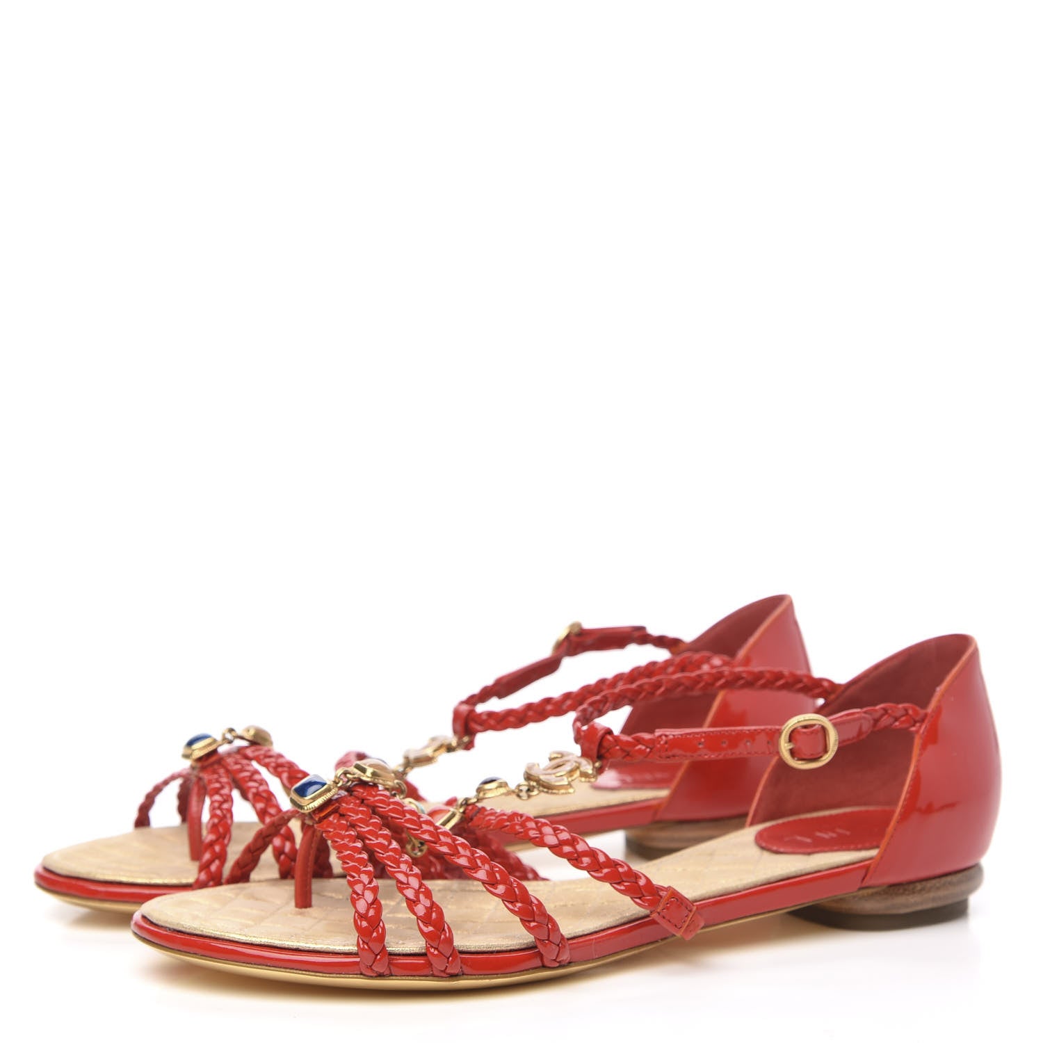Chanel Patent Rope CC Sandal 36.5 Red 3 of 9