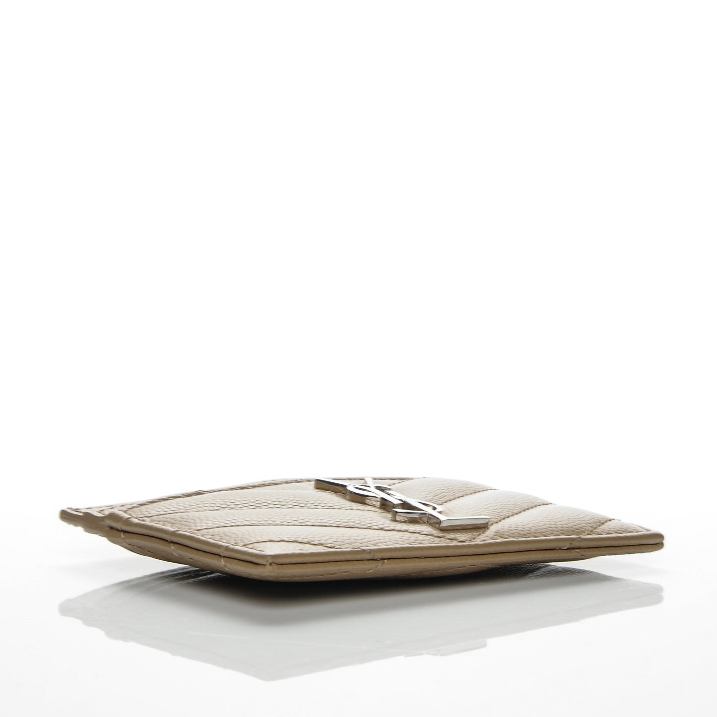 Grain De Poudre Matelasse Chevron Monogram Credit Card Case Dark Beige
