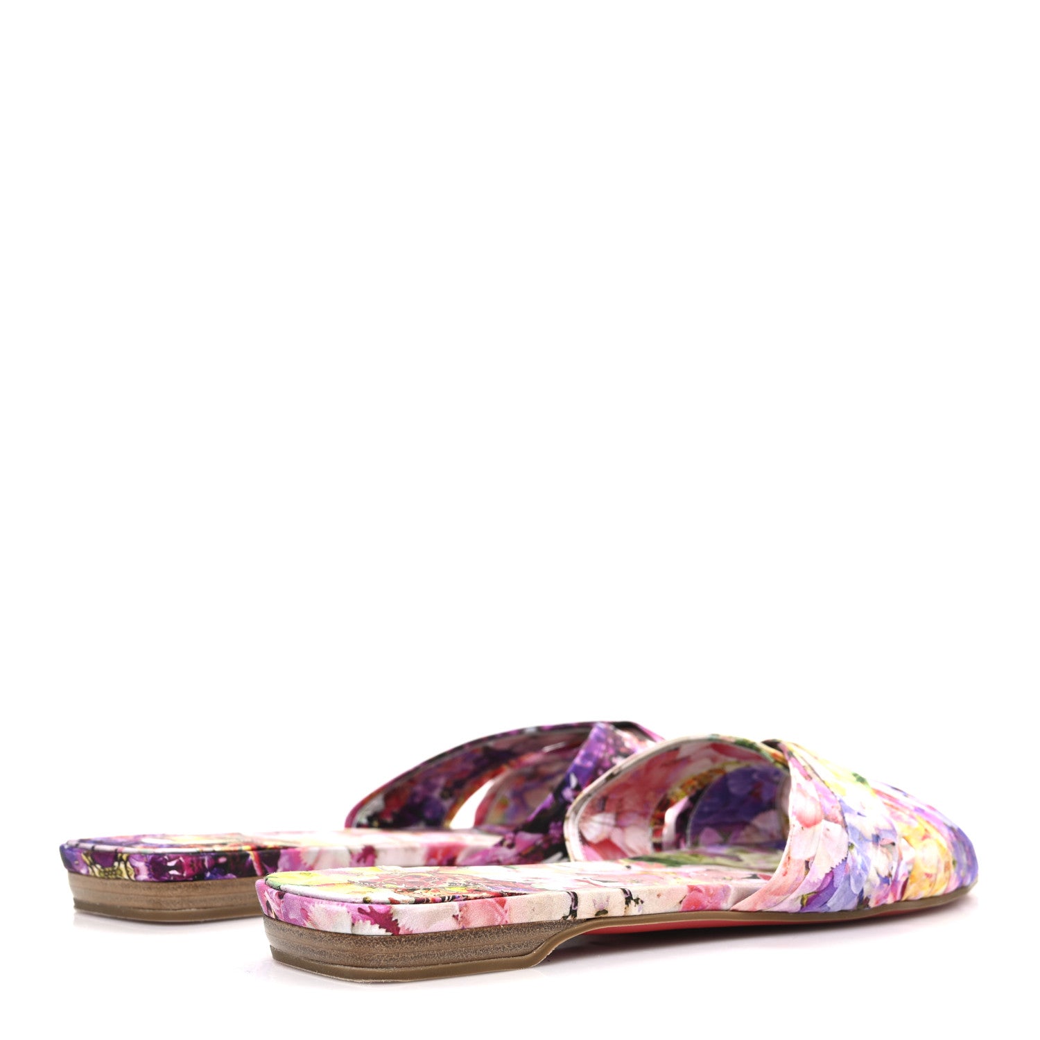 Christian Louboutin Crepe Satin Celebration Print Nicol Is Back Flat Sandals 39  Multicolor 5 of 10