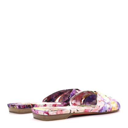 Christian Louboutin Crepe Satin Celebration Print Nicol Is Back Flat Sandals 39  Multicolor 5 of 10