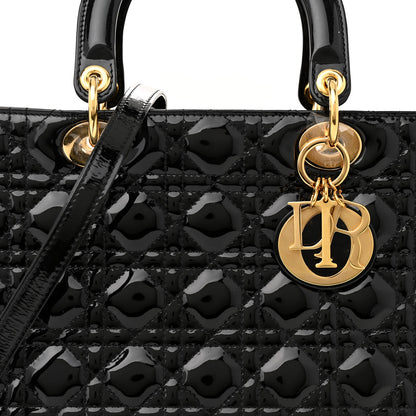 Christian Dior Patent Cannage Large Lady Dior Black 8 of 11