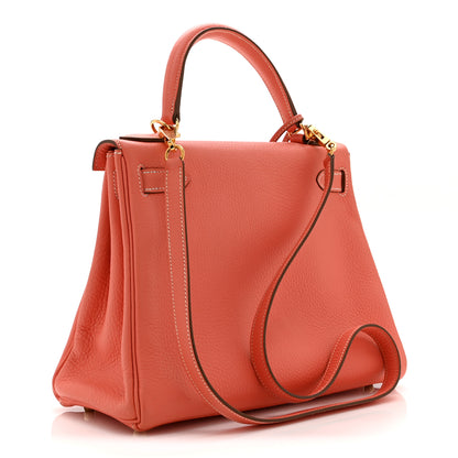 Hermes Taurillon Clemence Kelly Retourne 28  Flamingo 3 of 11