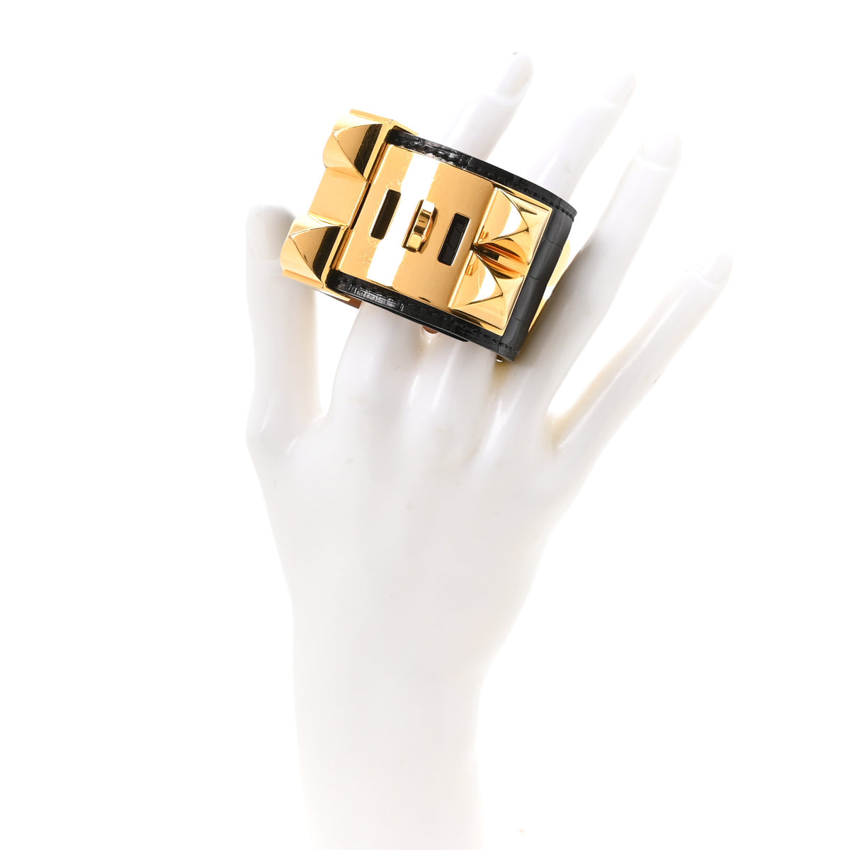 Hermes Shiny Alligator Collier de Chien CDC Bracelet S Black 2 of 5