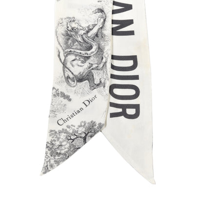 Christian Dior Silk Toile De Jouy Mitzah Scarf White 2 of 4