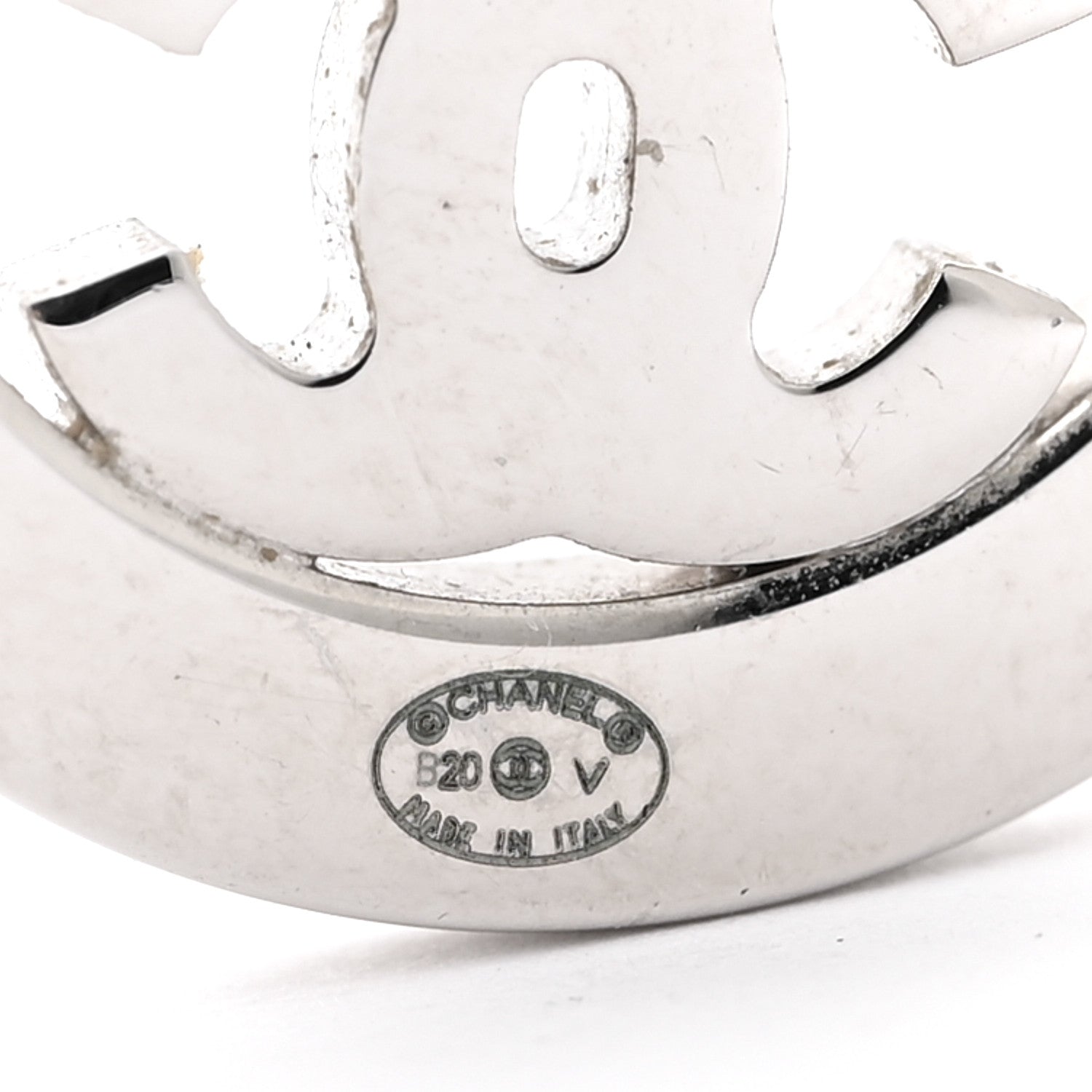Chanel Crystal CC Round Earrings Silver 4 of 5