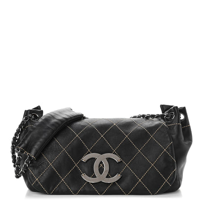 Chanel Lambskin Contrast Stitch Surpique Accordion Flap Black 1 of 12