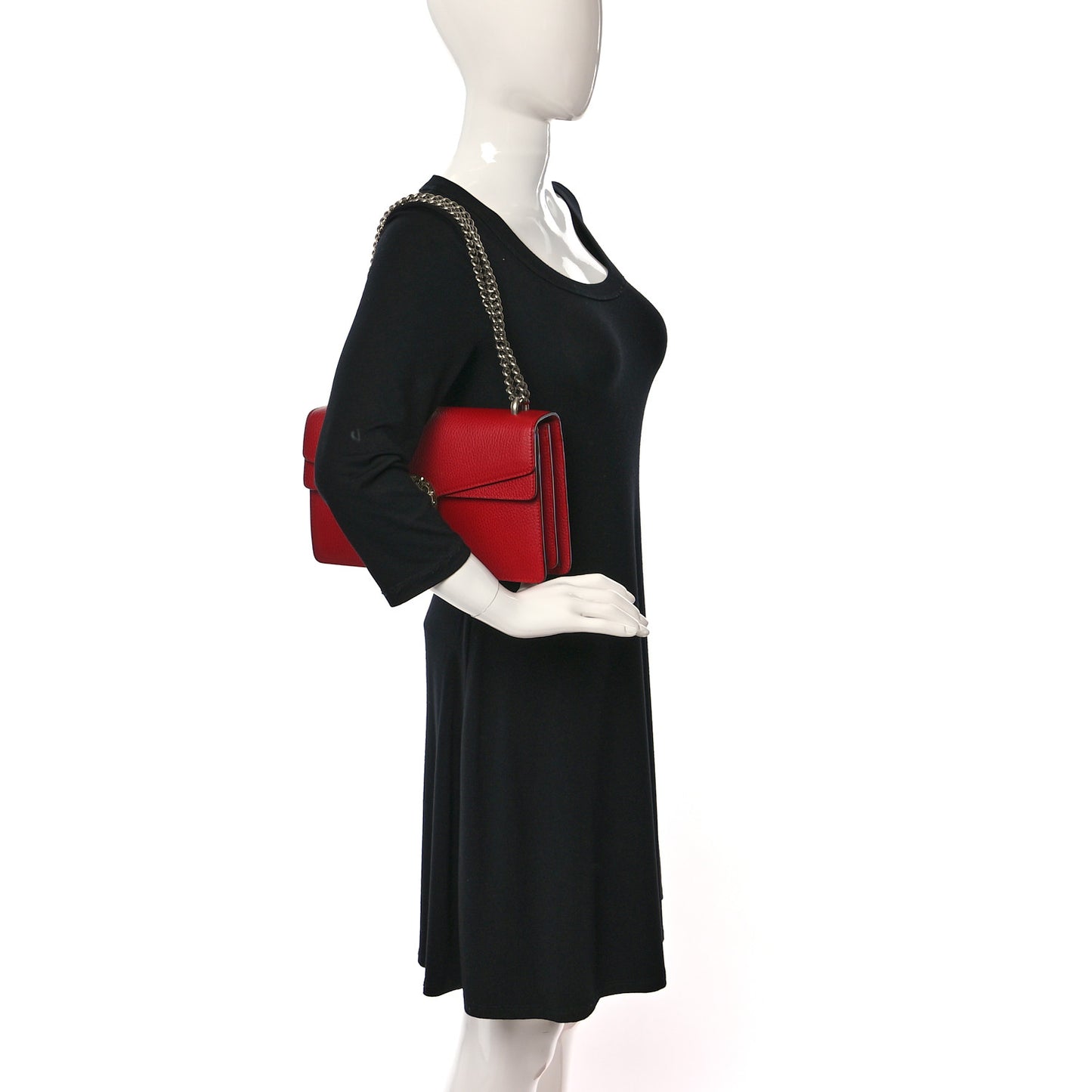 Dollar Calfskin Swarovski Crystal Small Dionysus Shoulder Bag Hibiscus Red