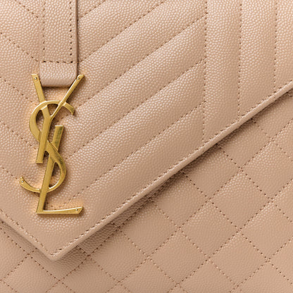 Saint Laurent Grain De Poudre Textured Mixed Matelasse Triquilt Medium Monogram Satchel New Nude 9 of 11