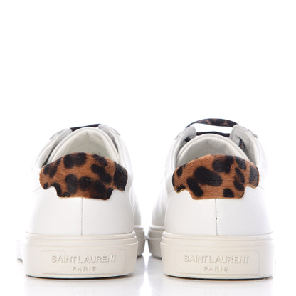 Saint Laurent Calfskin Pony Hair Leopard Print Andy Low Top Sneakers 36.5 Optic White 5 of 16