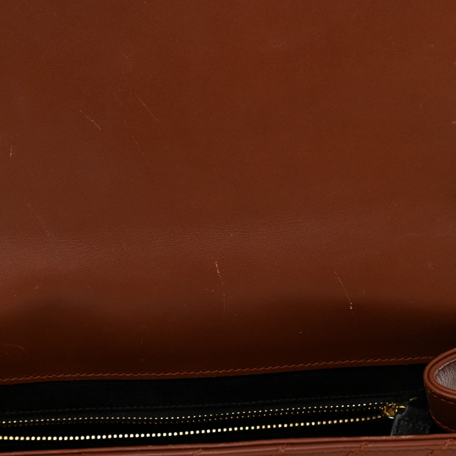 Saint Laurent Smooth Calfskin Matelasse Chevron Large Monogram Satchel Brown Brown 13 of 16