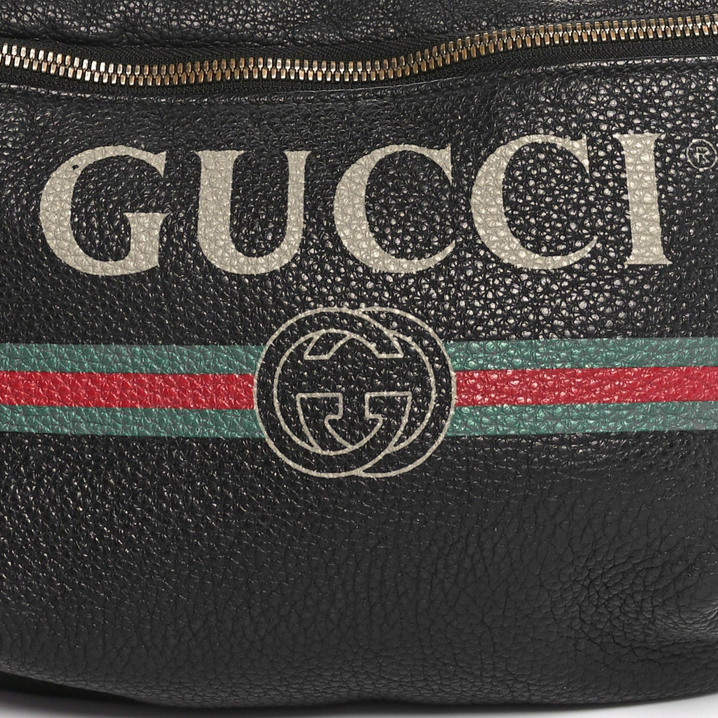 Grained Calfskin Logo Belt Bag Black