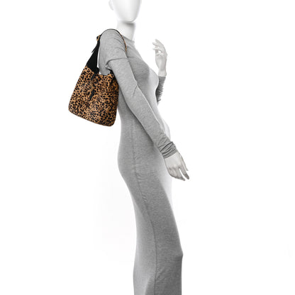 Saint Laurent Pony Hair Calfskin Leopard Print Small Le 5 A 7 Soft Hobo 2 of 11