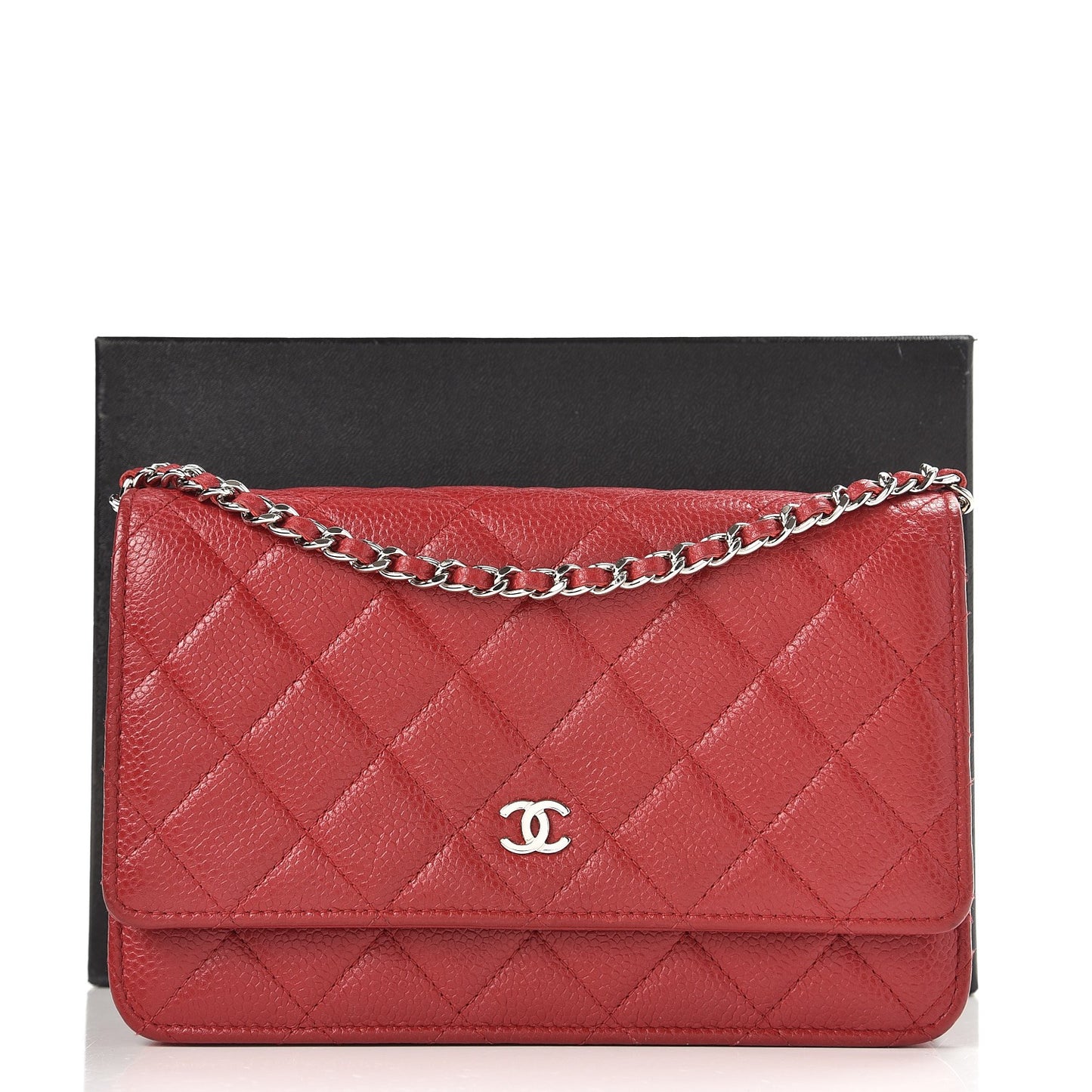 Caviar Quilted Wallet On Chain WOC Red