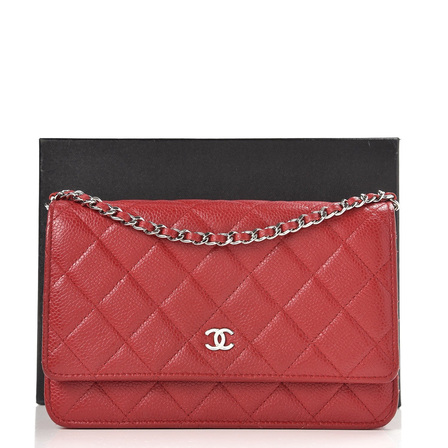 Chanel Caviar Quilted Wallet On Chain WOC Red 11 of 11