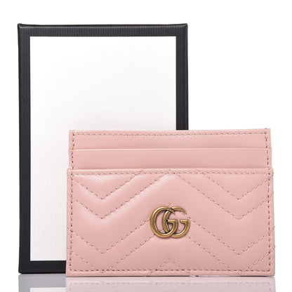 Gucci Calfskin Matelasse GG Marmont Card Holder Perfect Pink 7 of 7