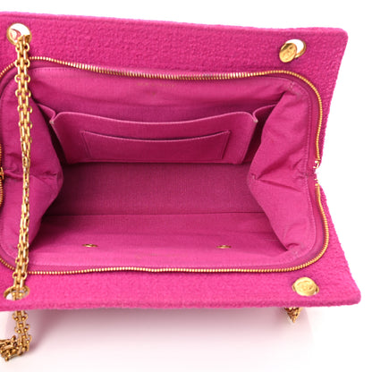 Chanel Wool Quilted Shoulder Bag Pink 7 of 20