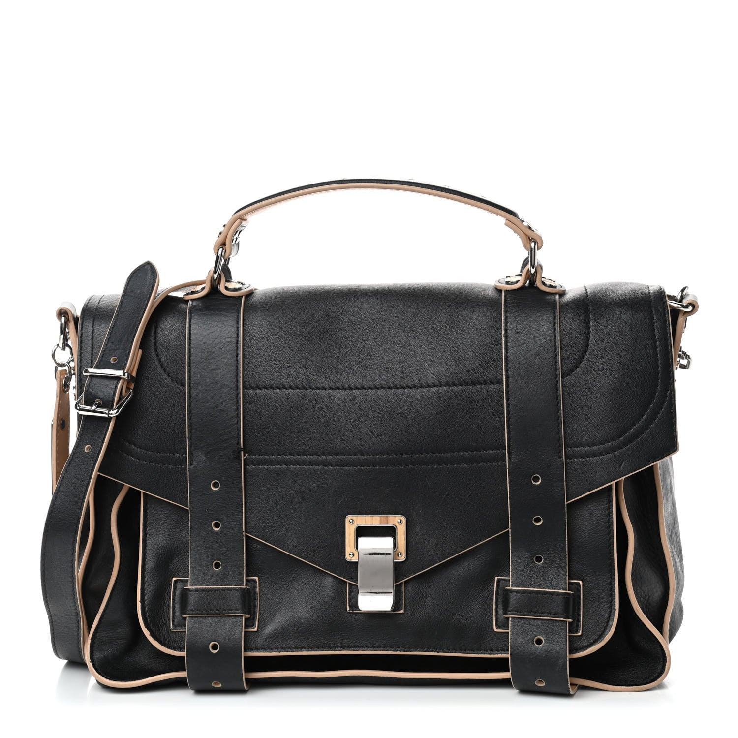 Proenza Schouler Lambskin 2 Tone Medium PS1 Satchel Black Sorbet 1 of 6