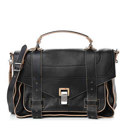 Proenza Schouler Lambskin 2 Tone Medium PS1 Satchel Black Sorbet 1 of 6