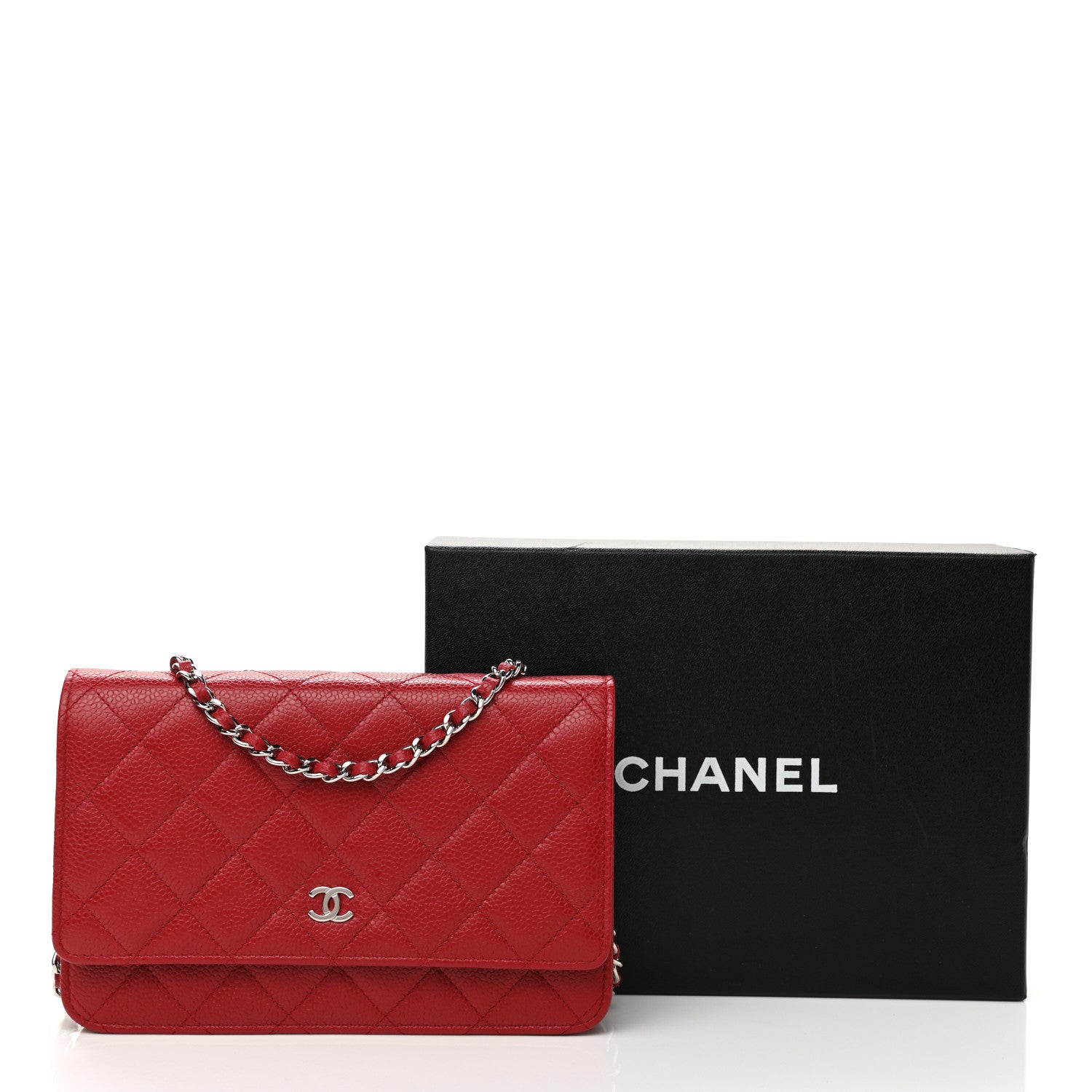 Chanel Caviar Quilted Wallet On Chain WOC Red 12 of 12