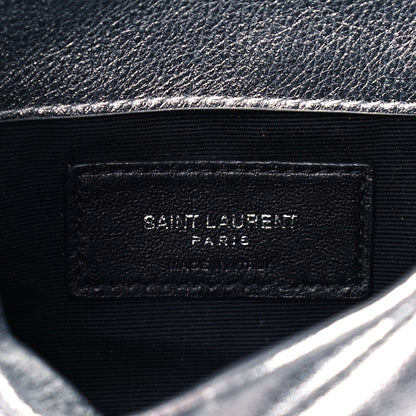 Saint Laurent Metallic Lambskin Monogram Loulou Puffer Pouch Clutch Silver 6 of 10