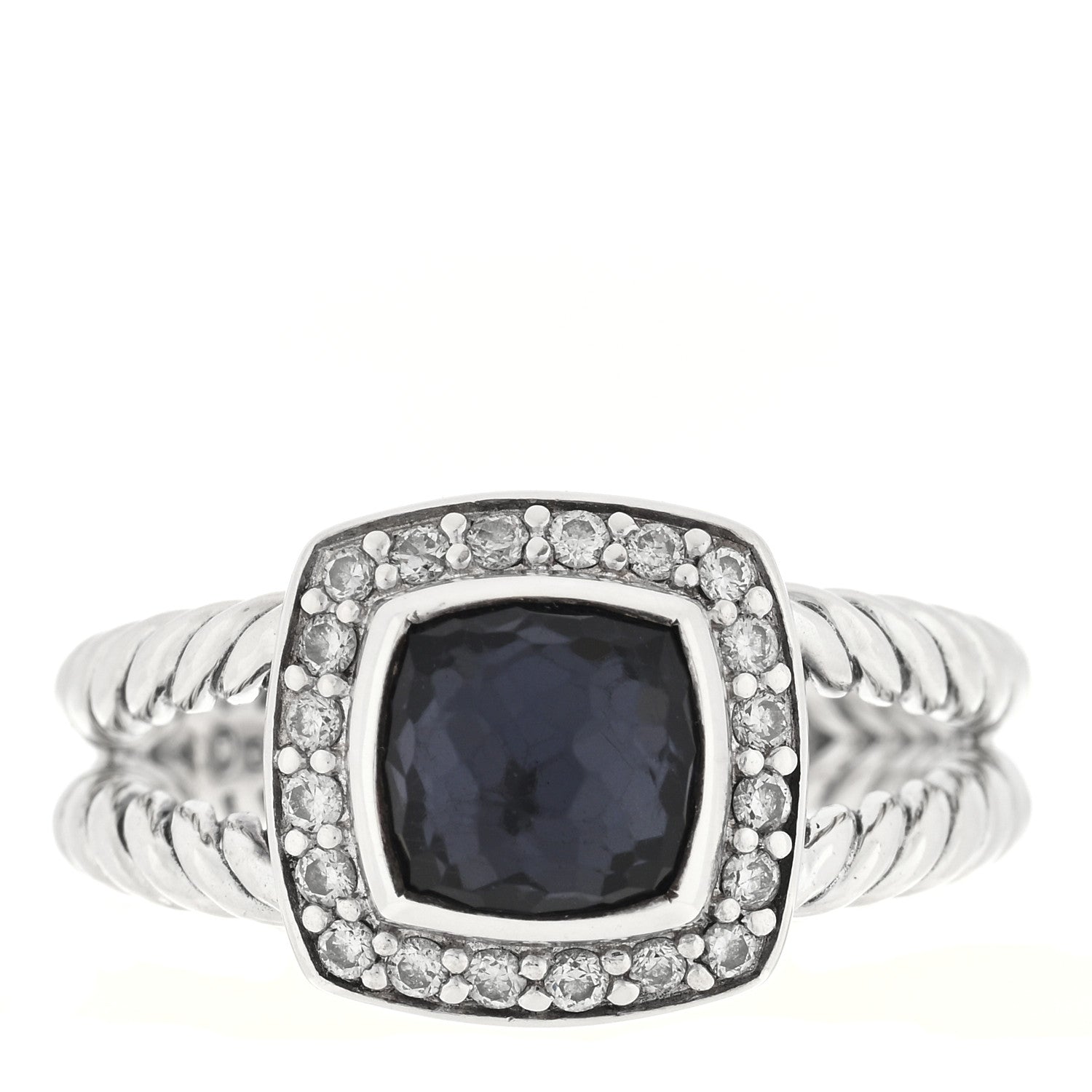 David Yurman Sterling Silver Diamond Black Orchid 7mm Petite Albion Ring 52 6 1 of 4