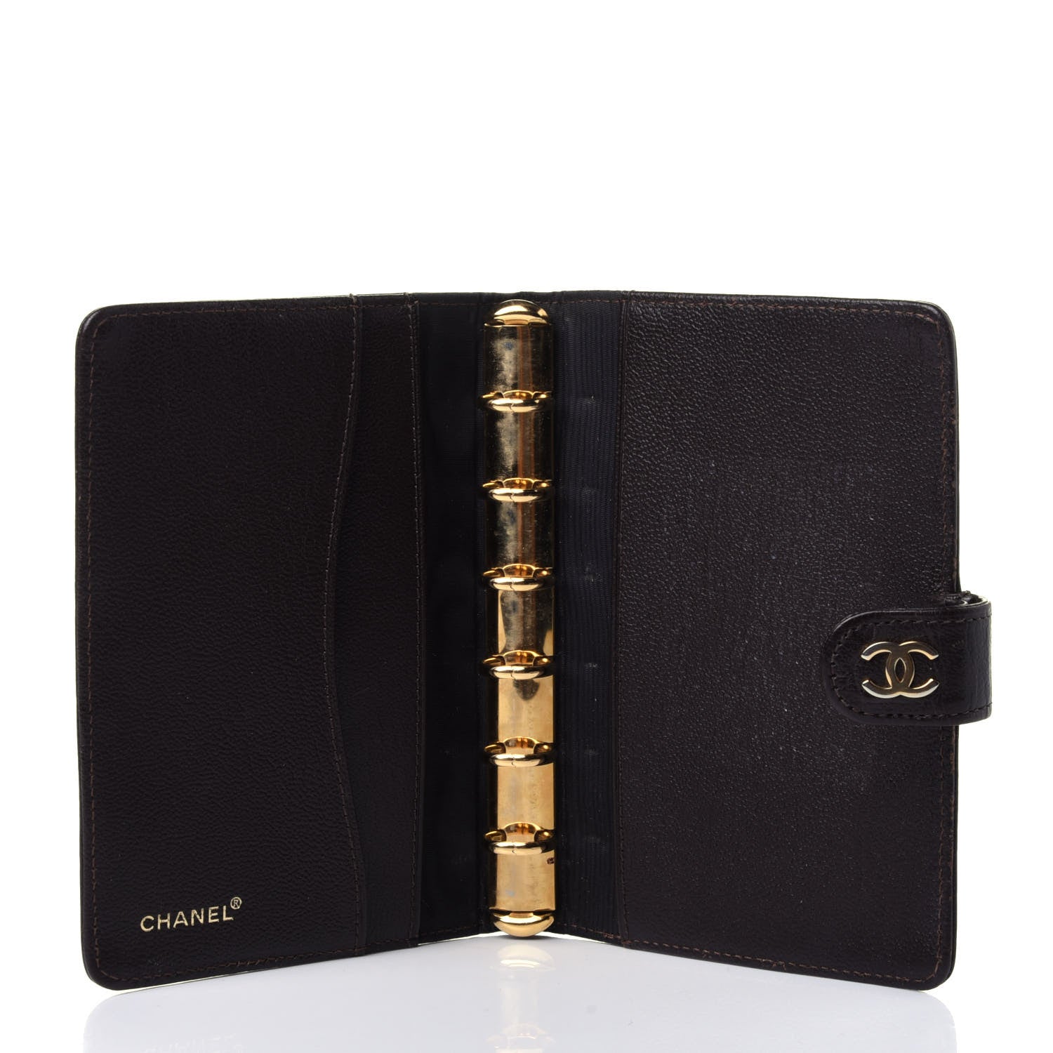 Chanel Goatskin Small Ring Agenda Planner Dark Brown 3 of 4