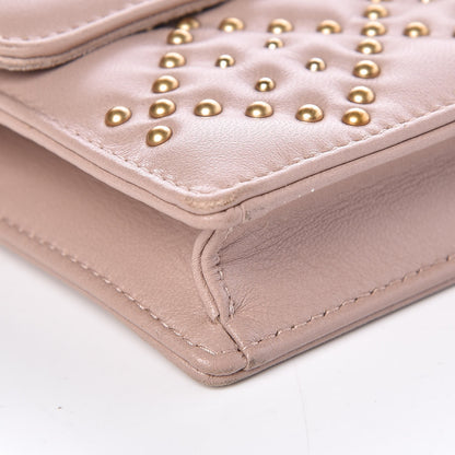 Christian Dior Lambskin Cannage Studded Dioraddict Wallet on Chain Clutch Nude 10 of 13