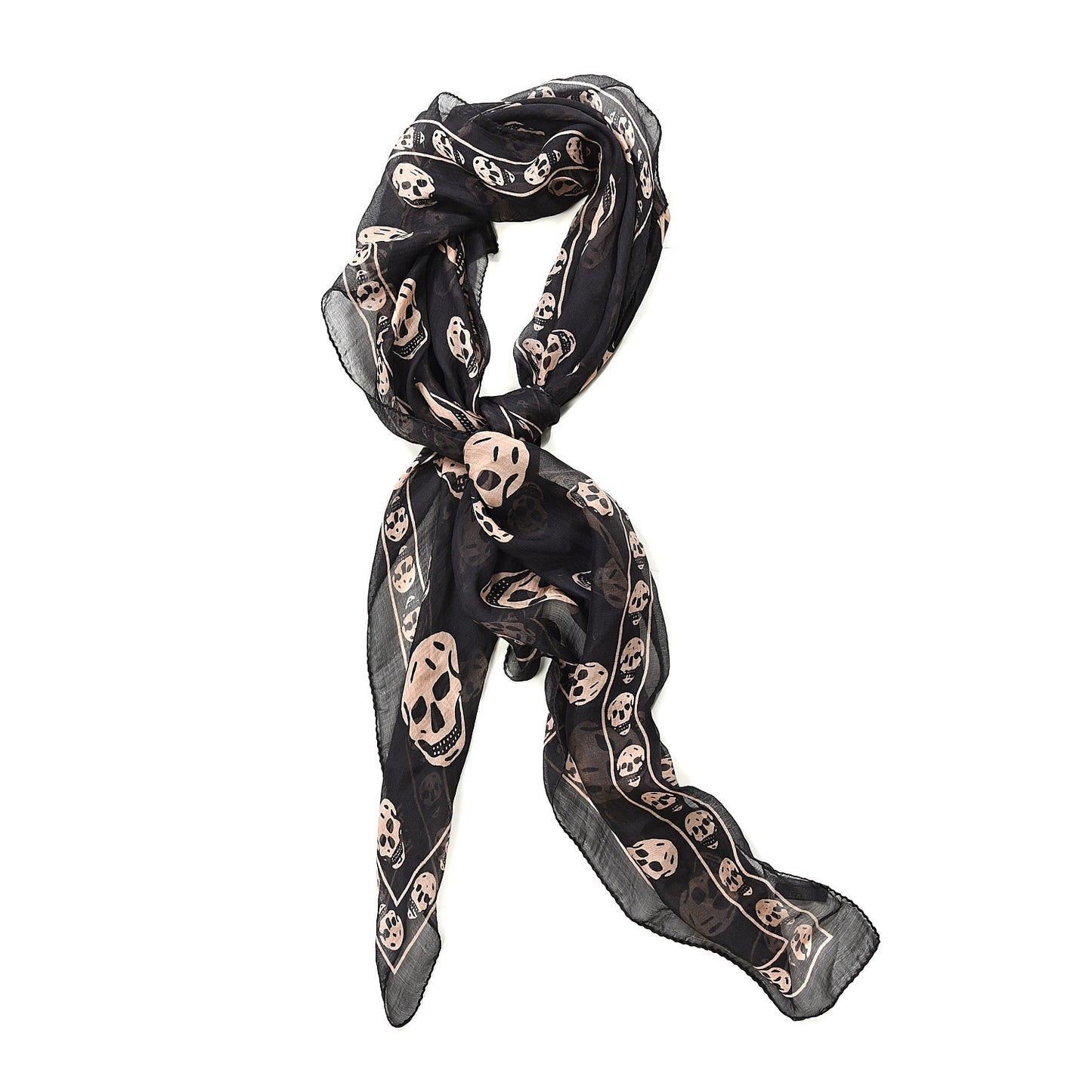Silk Chiffon Skull Scarf Black Blush