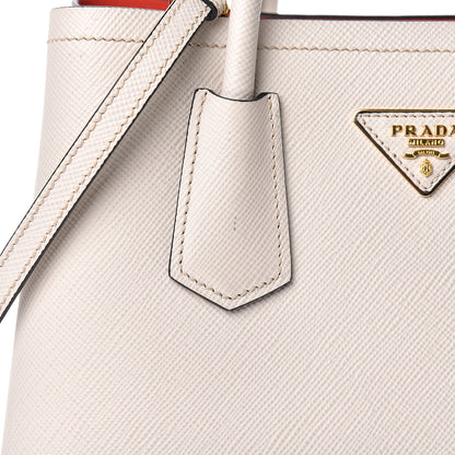 Prada Saffiano Cuir Small Double Bag Talco Fuoco 10 of 16