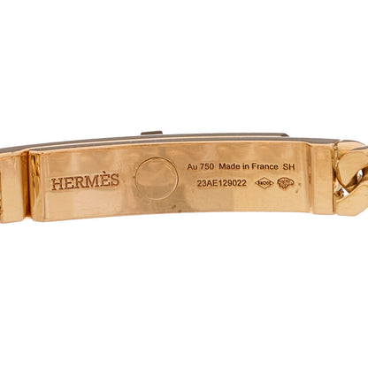 Hermes 18K Rose Gold Diamond PM Kelly Gourmette Bracelet 3 of 4