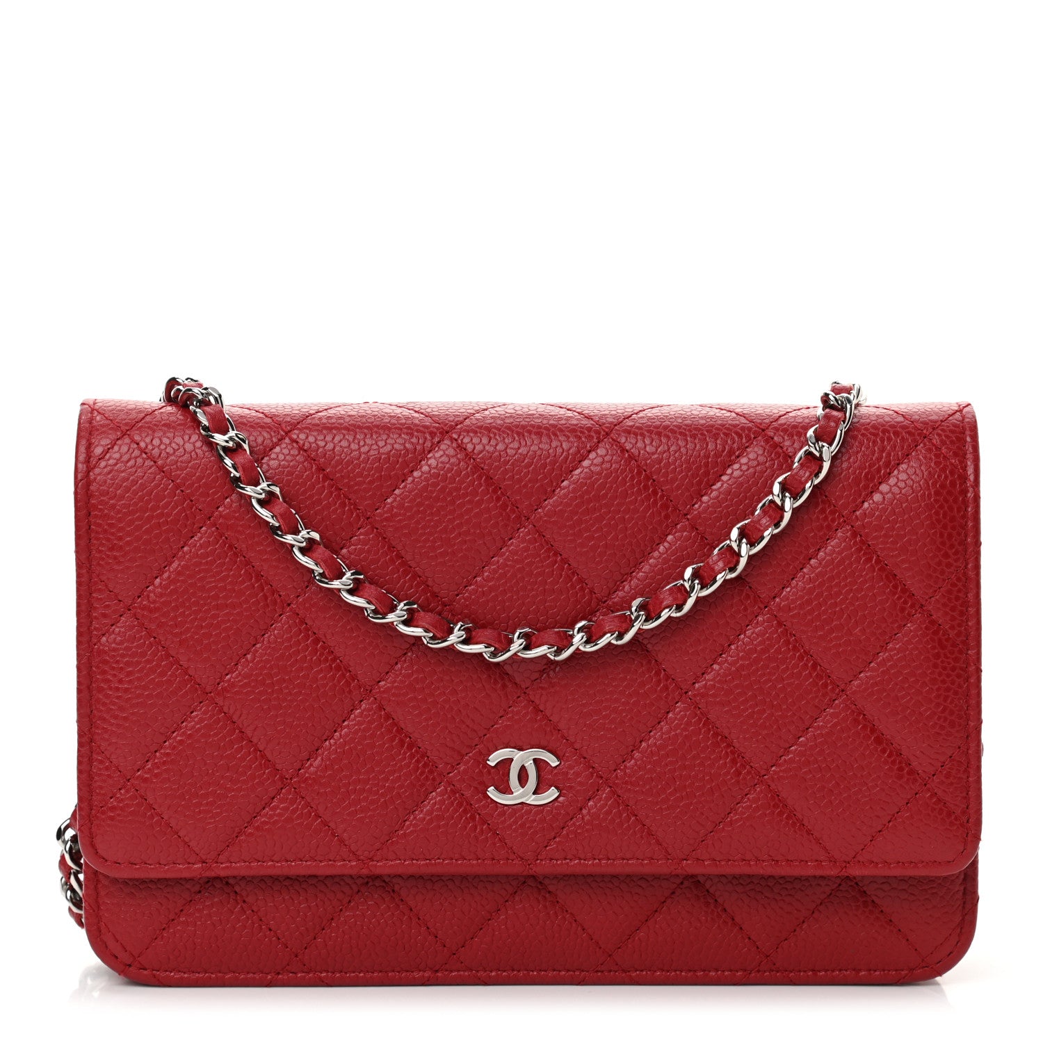 Chanel Caviar Quilted Wallet On Chain WOC Red 2 of 25