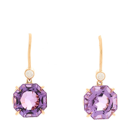 Tiffany 18K Rose Gold Diamond Amethyst Sparklers Drop Earrings 1 of 5