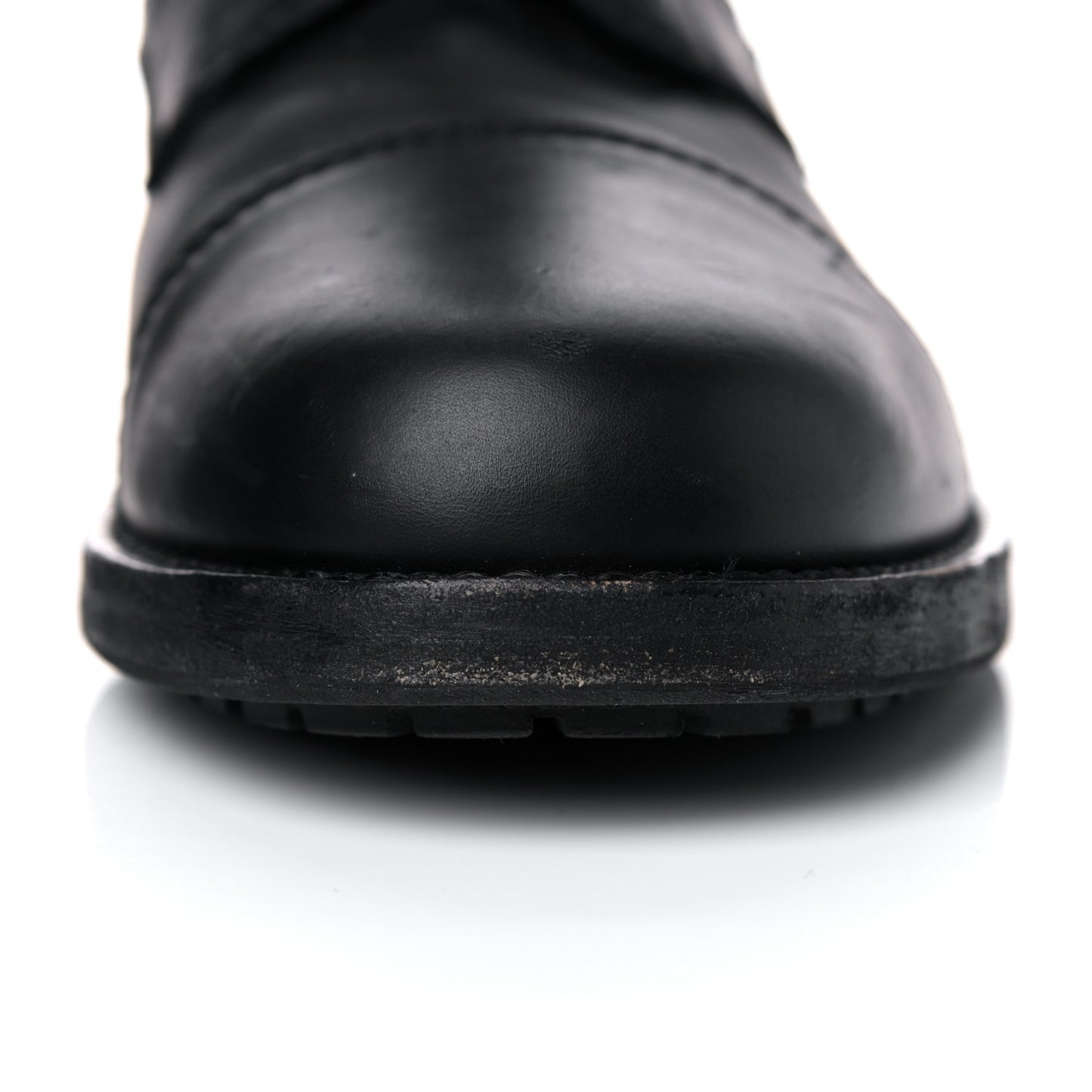 Calfskin Quilted Lace Up Combat Boots 40.5 Black