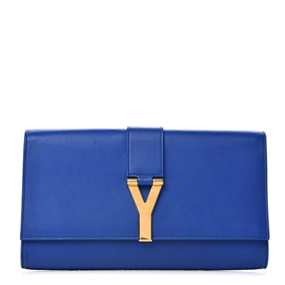Saint Laurent Calfskin Classic Y Ligne Clutch Royal Blue 1 of 8