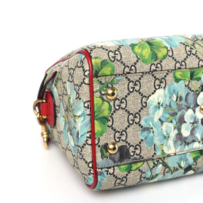 Gucci GG Supreme Monogram Blooms Small Boston Beige Blue Navy Hibiscus Red 8 of 11