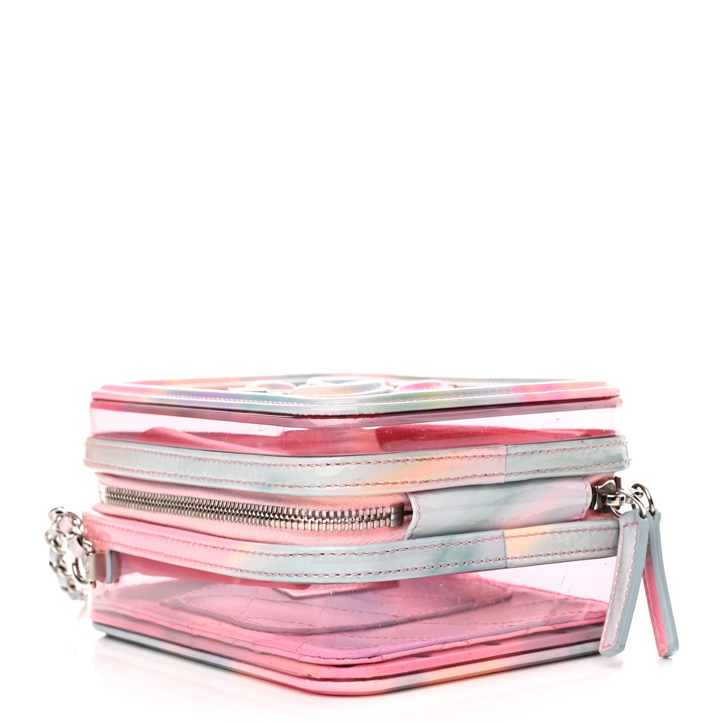 PVC Patent Calfskin Patent Lambskin Vertical Vanity Case Pink
