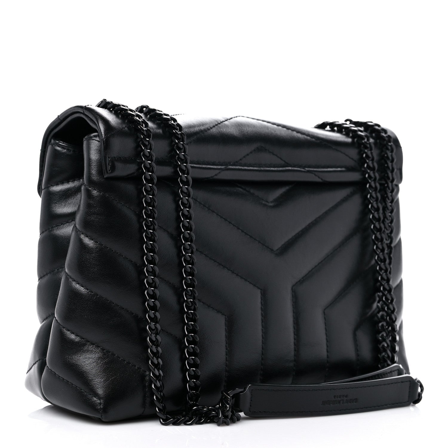 Saint Laurent Calfskin Y Quilted Monogram Small Loulou Chain Satchel Black 3 of 10