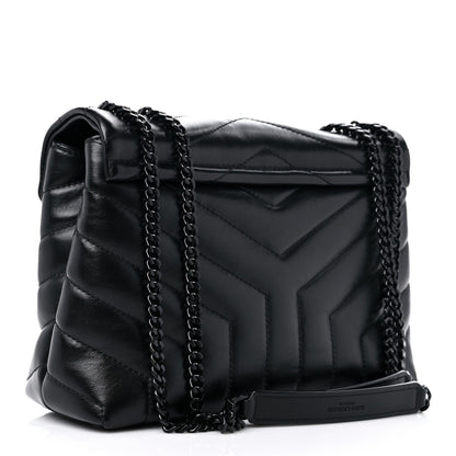 Saint Laurent Calfskin Y Quilted Monogram Small Loulou Chain Satchel Black 3 of 10