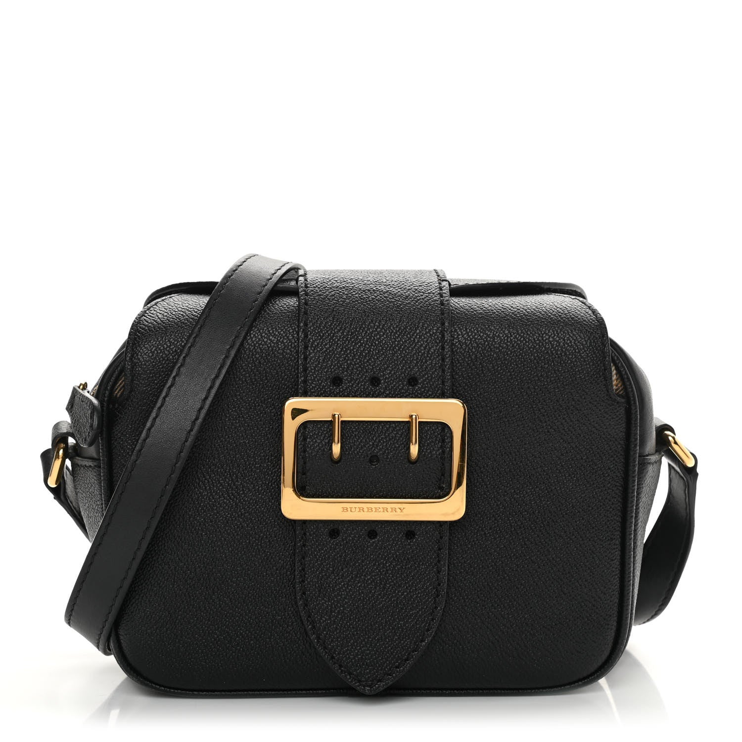 Burberry Soft Grain Calfskin Small Buckle Zip Bag Black 1 of 17