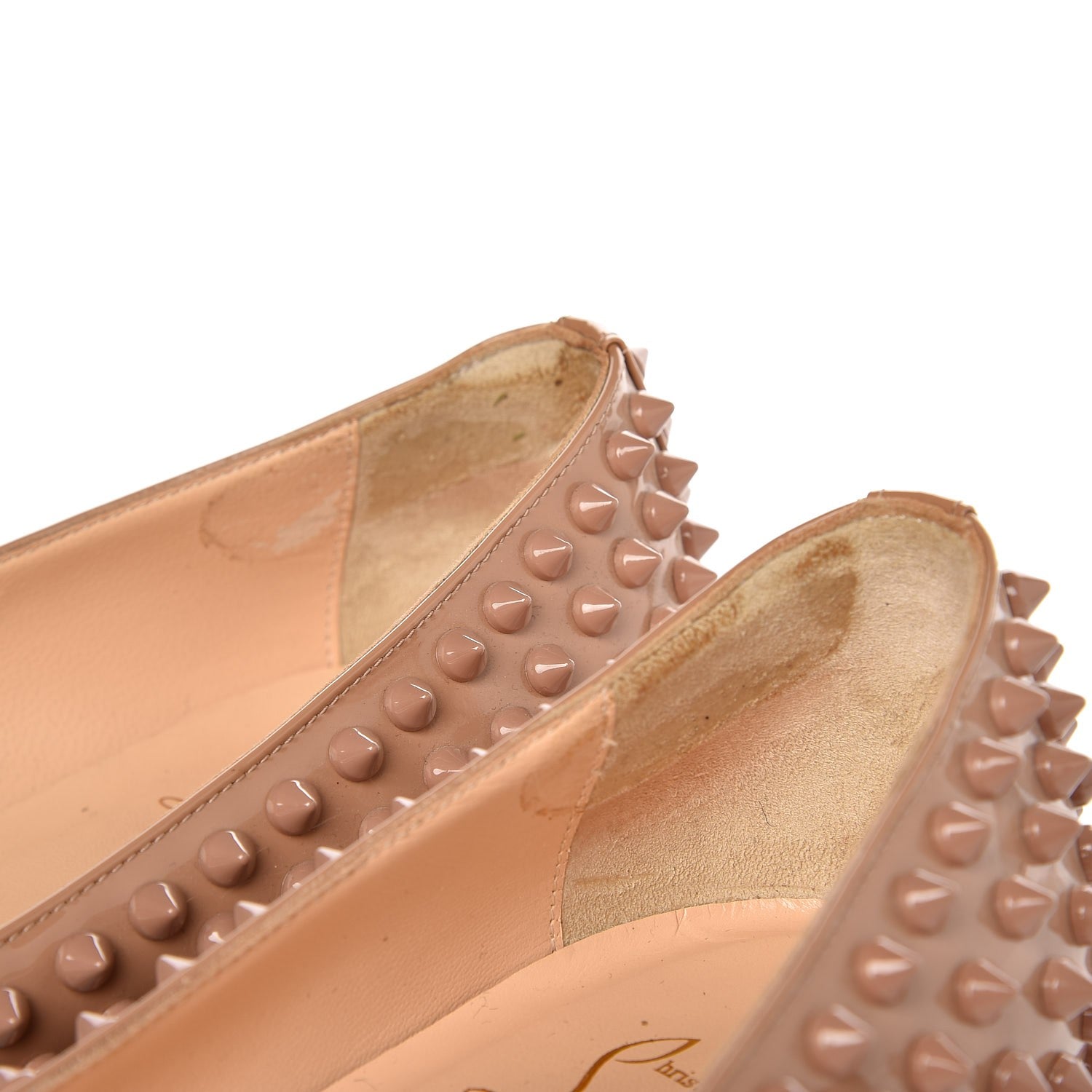 Christian Louboutin Patent Pigalle Spikes Flats 40.5 Nude 10 of 11