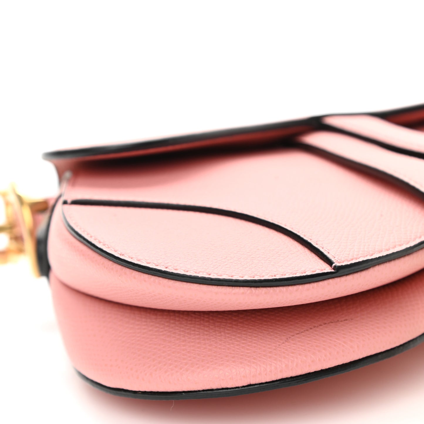 Grained Calfskin Mini Saddle Bag Pink