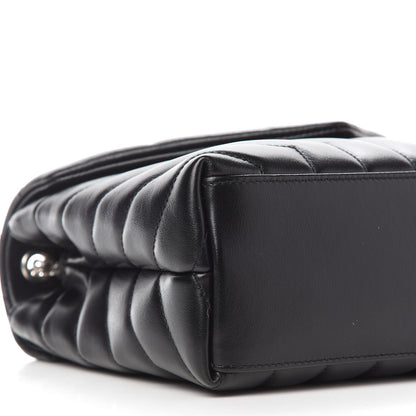 Saint Laurent Calfskin Y Quilted Monogram Small Loulou Chain Satchel Black 8 of 9