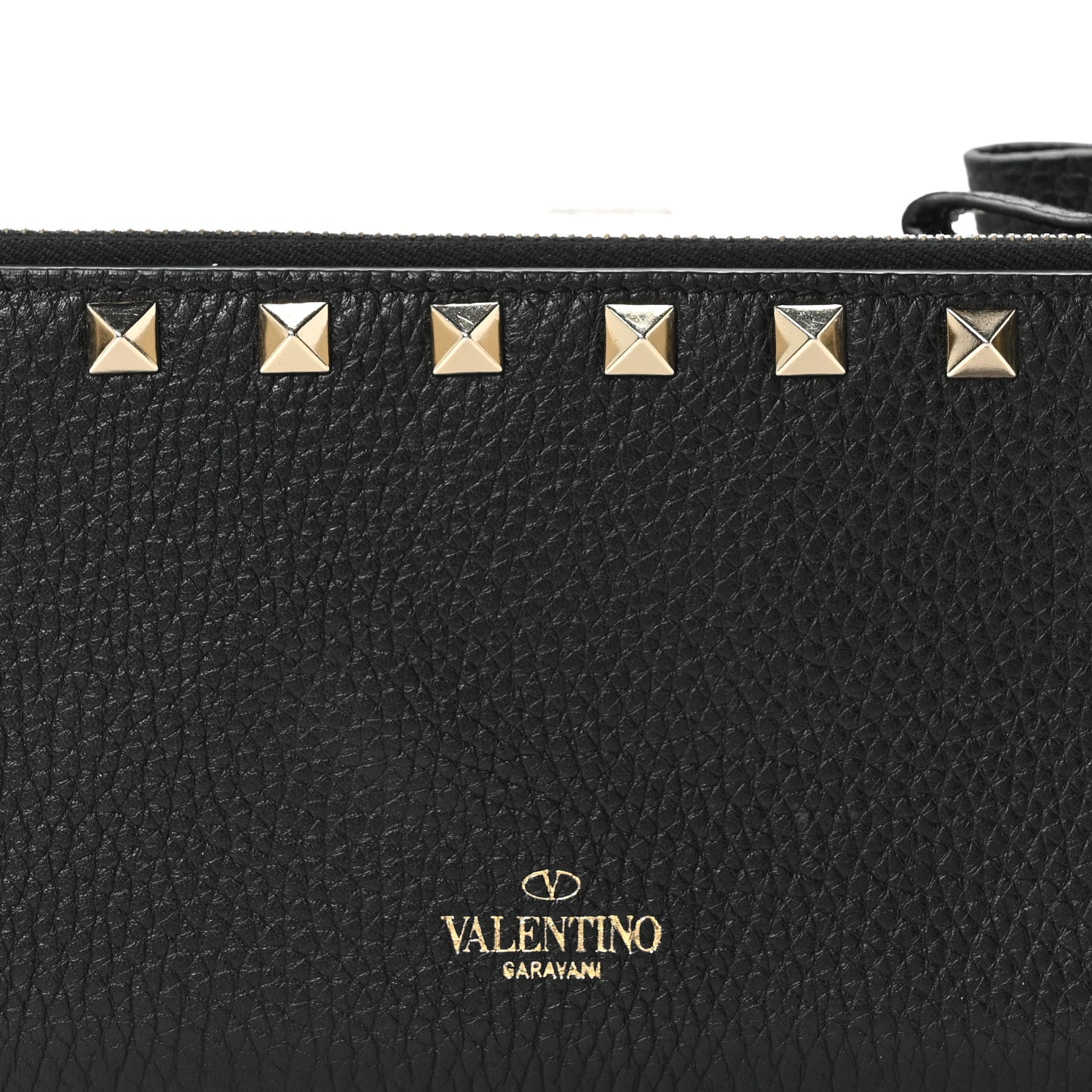 Valentino Garavani Pebbled Calfskin Rockstud Continental Wallet Black 7 of 9